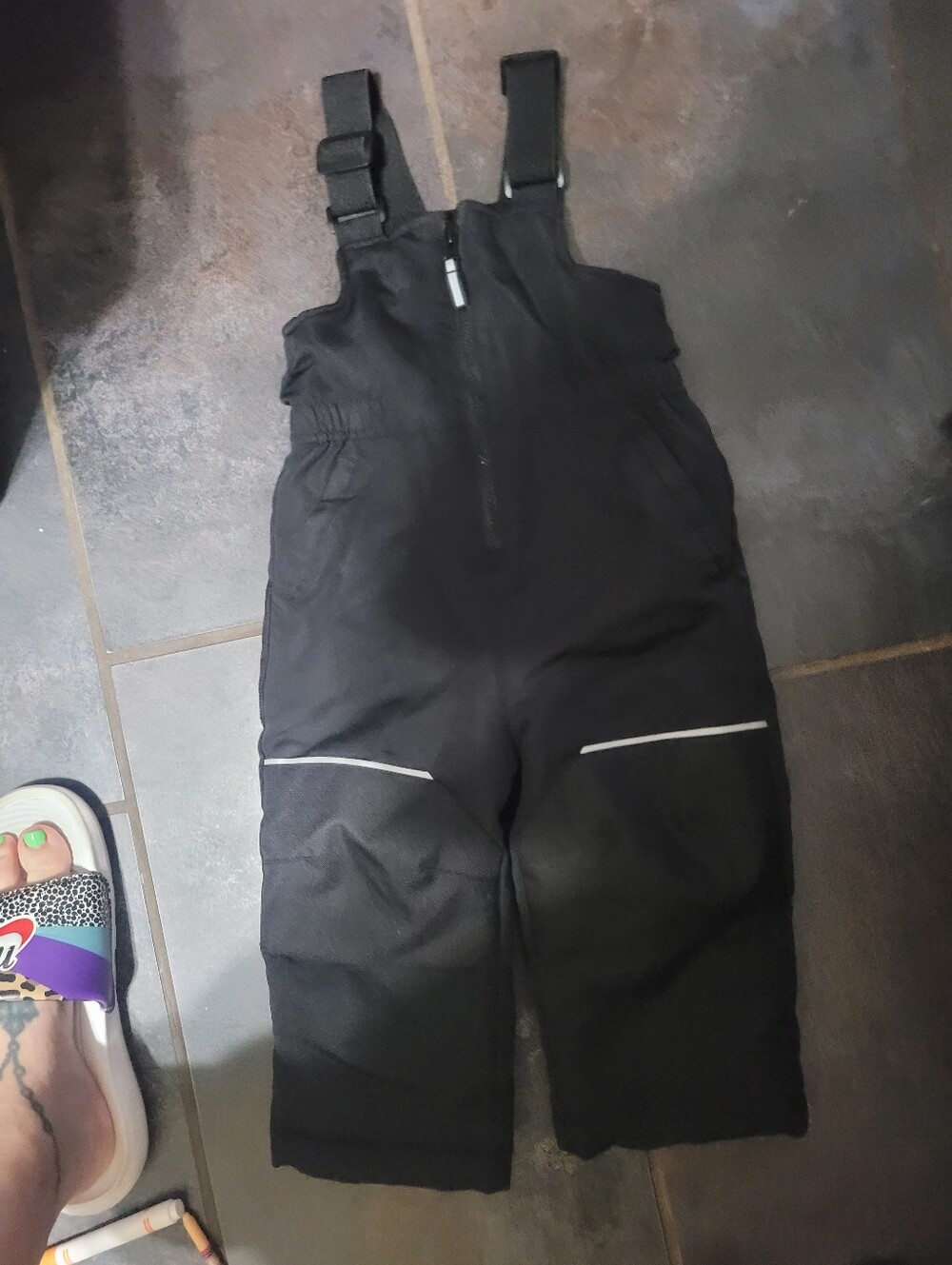 Swiss Tech Black Kids Snow Overalls Reflective Accentsstech Kids Toddlers 2t